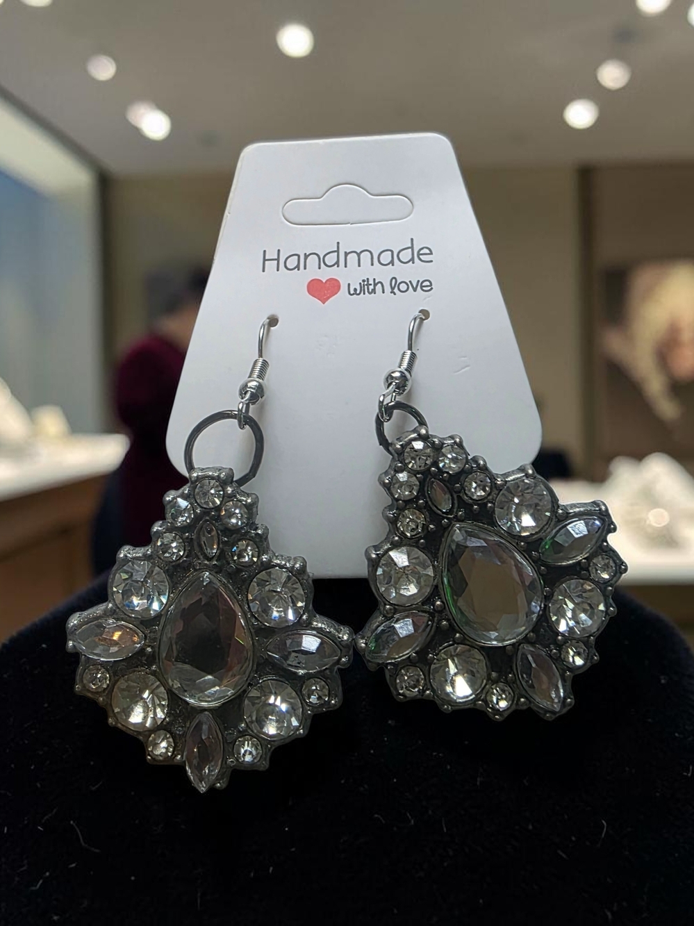 Vintage Style Gunmetal Crystal Chandelier Earrings